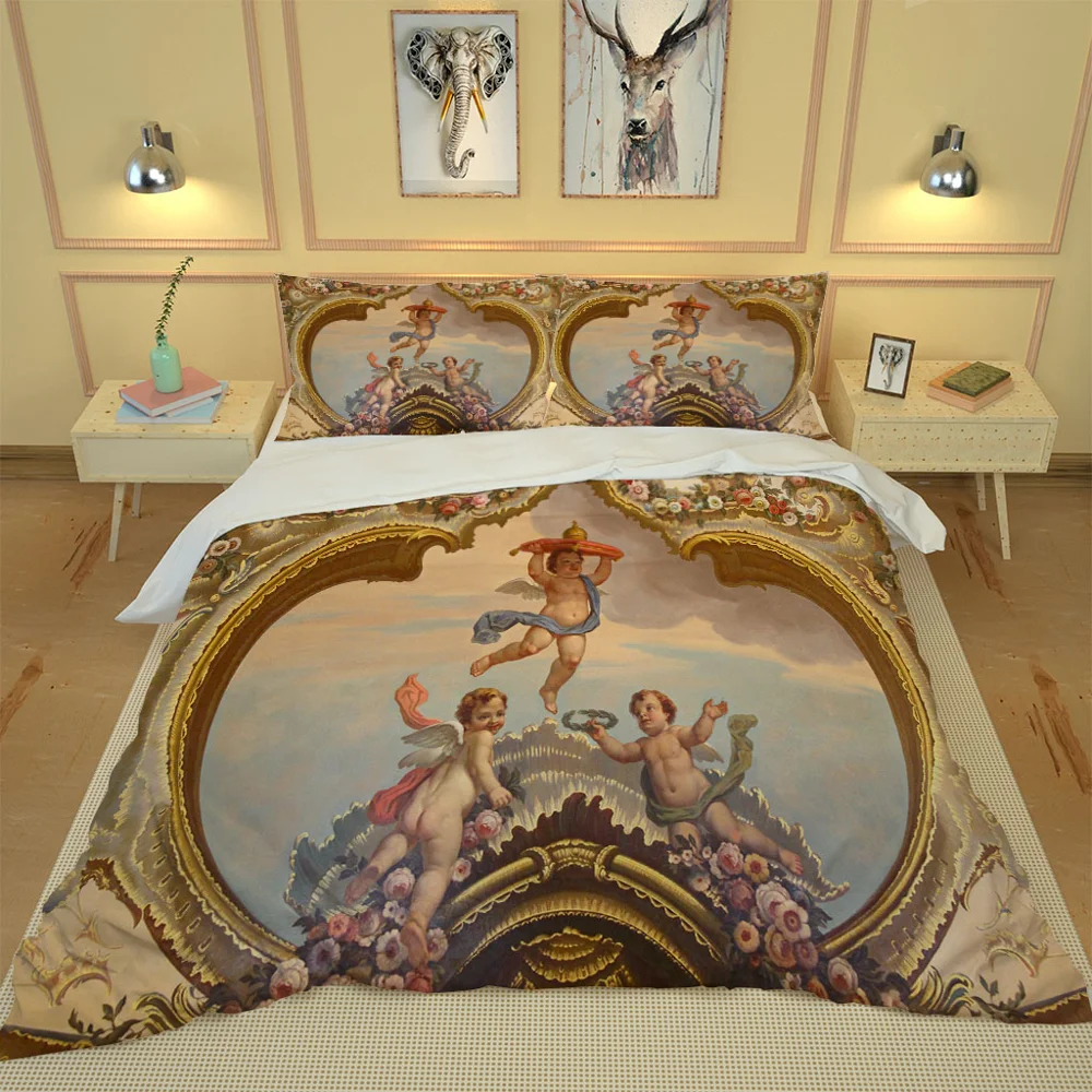 Európa anjel posteľná bielizeň nastaviť vankúš domáci textil, stelivo 3d digitálna tlač
