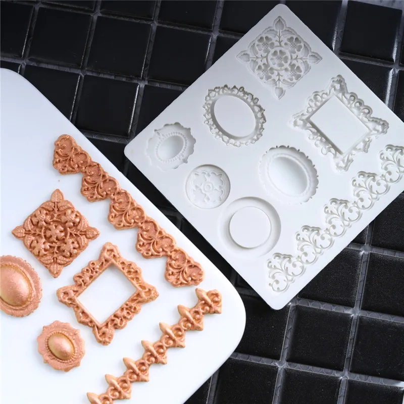 Európska Retro 3D Tvar Rámu Tortu Silikónové Formy Fondant Cake Zdobenie Nástroje Gumpaste Čokoláda Plesne Silikónové Formy Pečenie