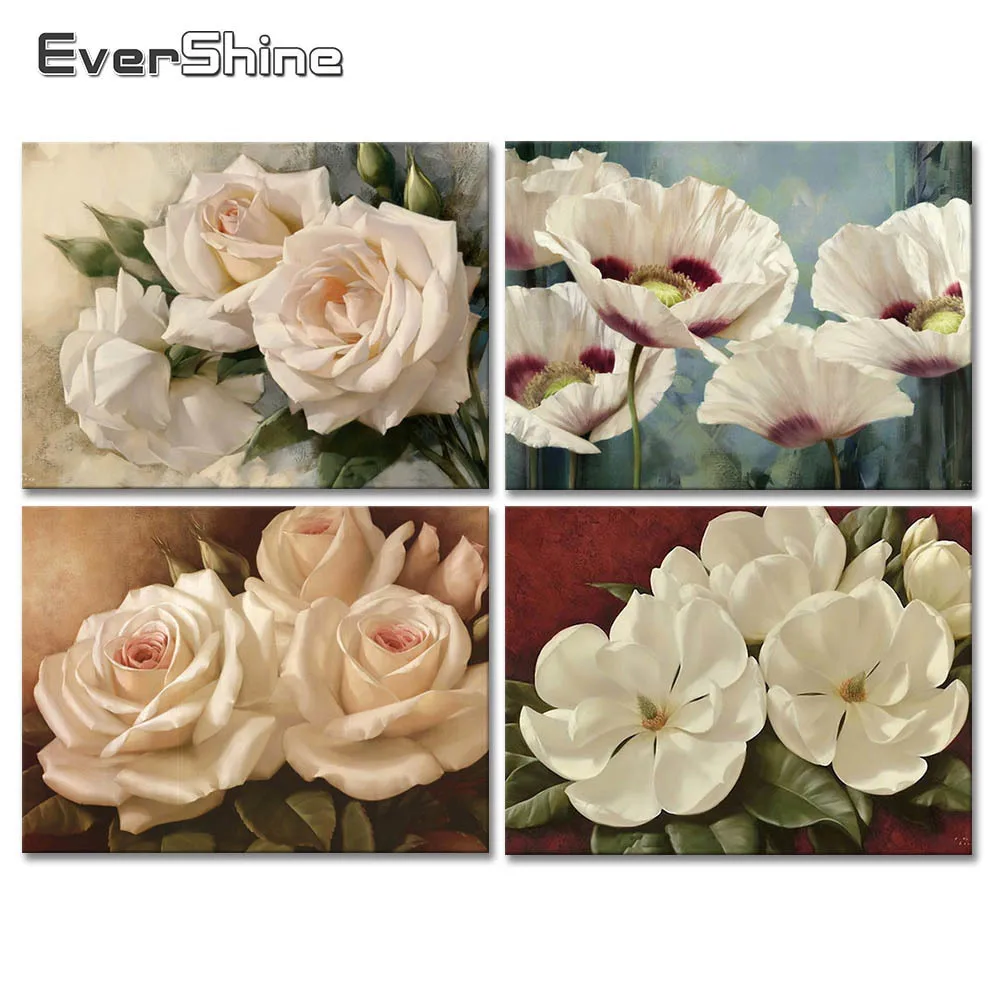 EverShine 5D Diamond Maľovanie Kvety Plné Námestie Diamond Výšivky, Kvetinové Obrázky Kamienkami Cross Stitch Domova