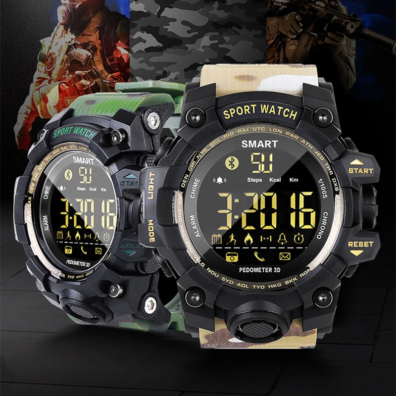 EXRIZU EX16S Kamufláž Brecelet Smartwatch Šport Smart Činnosť Trackerov Smart Hodinky Muži Ženy 5ATM Nepremokavé Alarm, Stopky