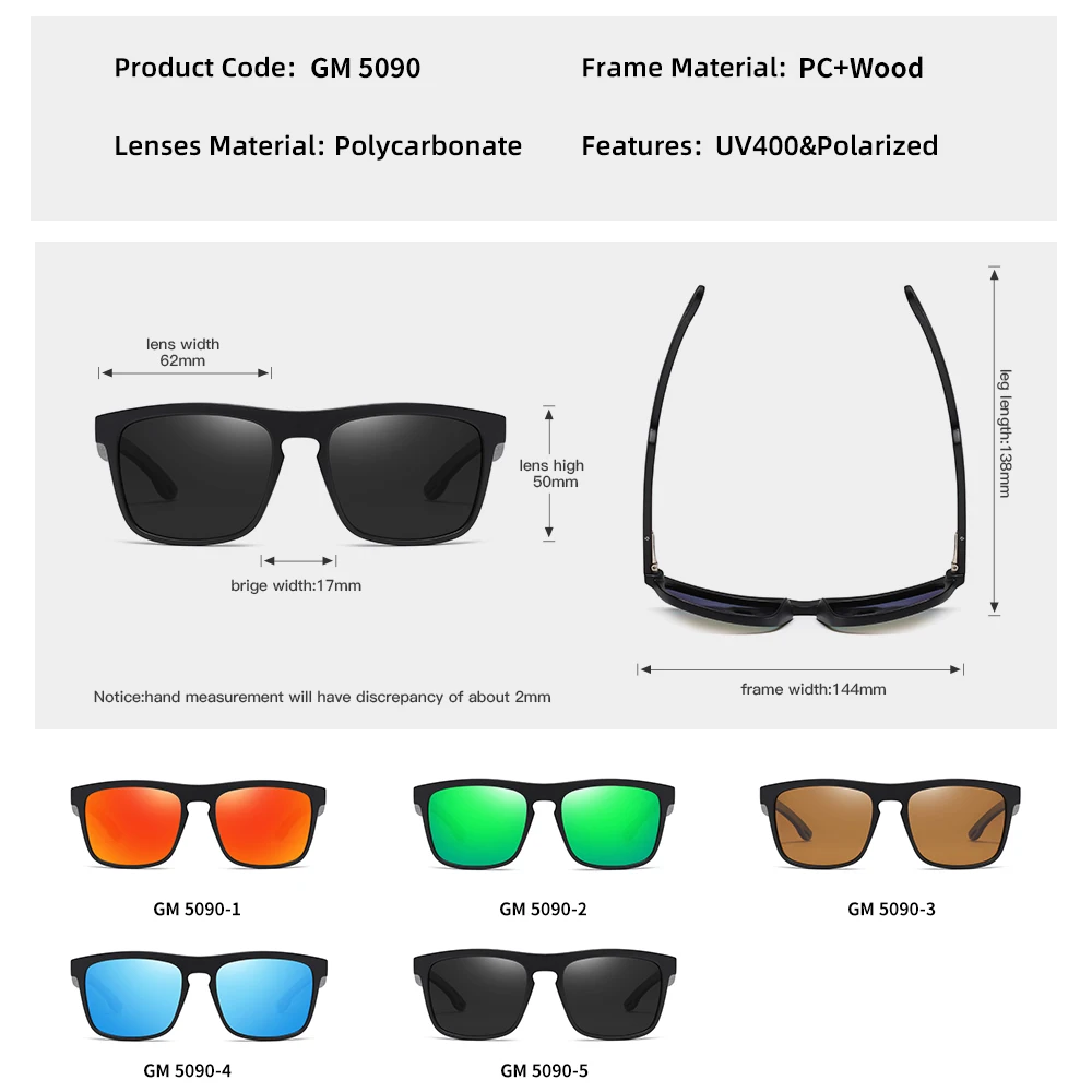 EZREAL Retro Športový Štýl Polarizované Drevené slnečné Okuliare Black Jazdy Námestie slnečné Okuliare Značky pre Mužov A Ženy Pre S5090