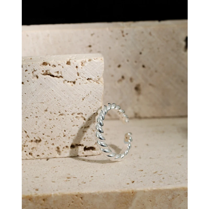 F. I. N. S Klasické Minimalistický Jemné Šperky Twist S925 Mincový Striebro Krúžok Lesklý Stohovateľné Svadobné Prst Prsteň Reálne 925 Silver