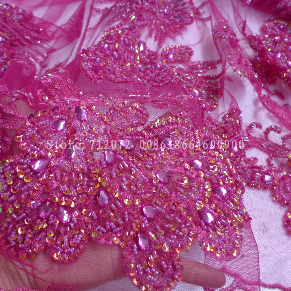 Facsia super heavy korálkové kamene, ručne vyrábané korálkové magic flitrami svadobné/večerné šaty textílie, čipky 51