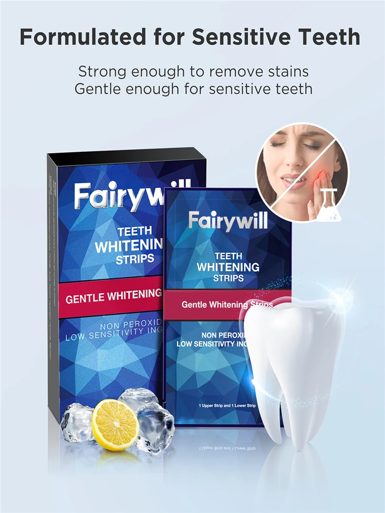 Fairywill Bieliace Prúžky 28PCS/14Pairs Starostlivosť o Ústnu dutinu Zubný Vzorec Non-Slip Intenzívne Čistenie, Bielenie Nástroje Silný Účinok