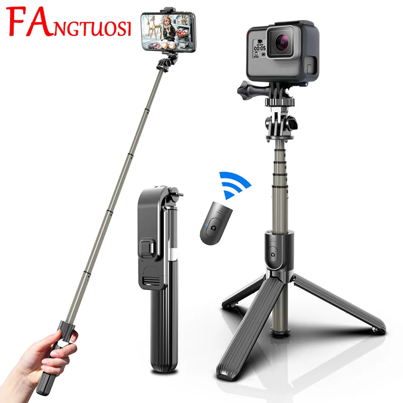 FANGTUOSI 3 v 1 bezdrôtová selfie stick skladacie statív hliníkovej zliatiny mini Ručné Diaľkové Rozšíriteľný selfie stick