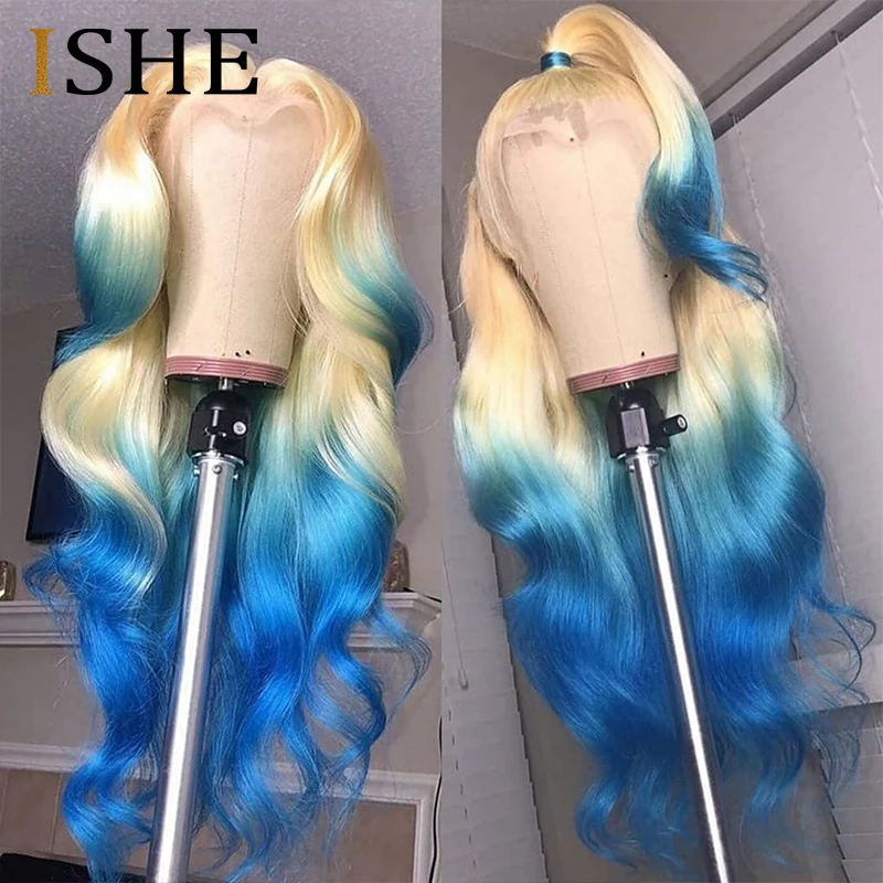 Farebné 613 Modrá Krajky Ľudské Vlasy Parochňa S Baby Vlasy Glueless 13x6 Transparentné Švajčiarskej Čipky Dopredu Parochne Telo Vlna Ľudských Vlasov