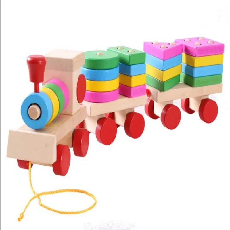 Farebné Geometrické Obrázok Digitálneho Drevený Vlak Hračka Detí Raného Vzdelávania Stavebné prvky Montessori Dieťa Kognitívne Hračka Darček