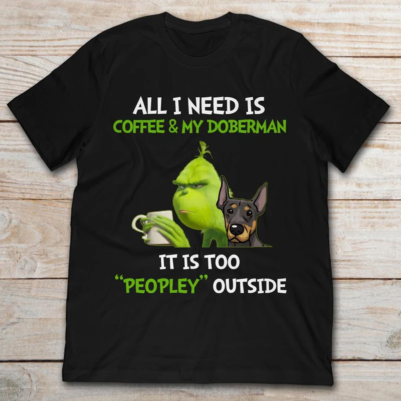 Farebné Všetko, čo potrebujem, Je Káva & Môj Doberman T-shirt Zábavné Psa Mama Darček Tričko Sarkastický Ženy Grafické Introvert Top Tee Tričko