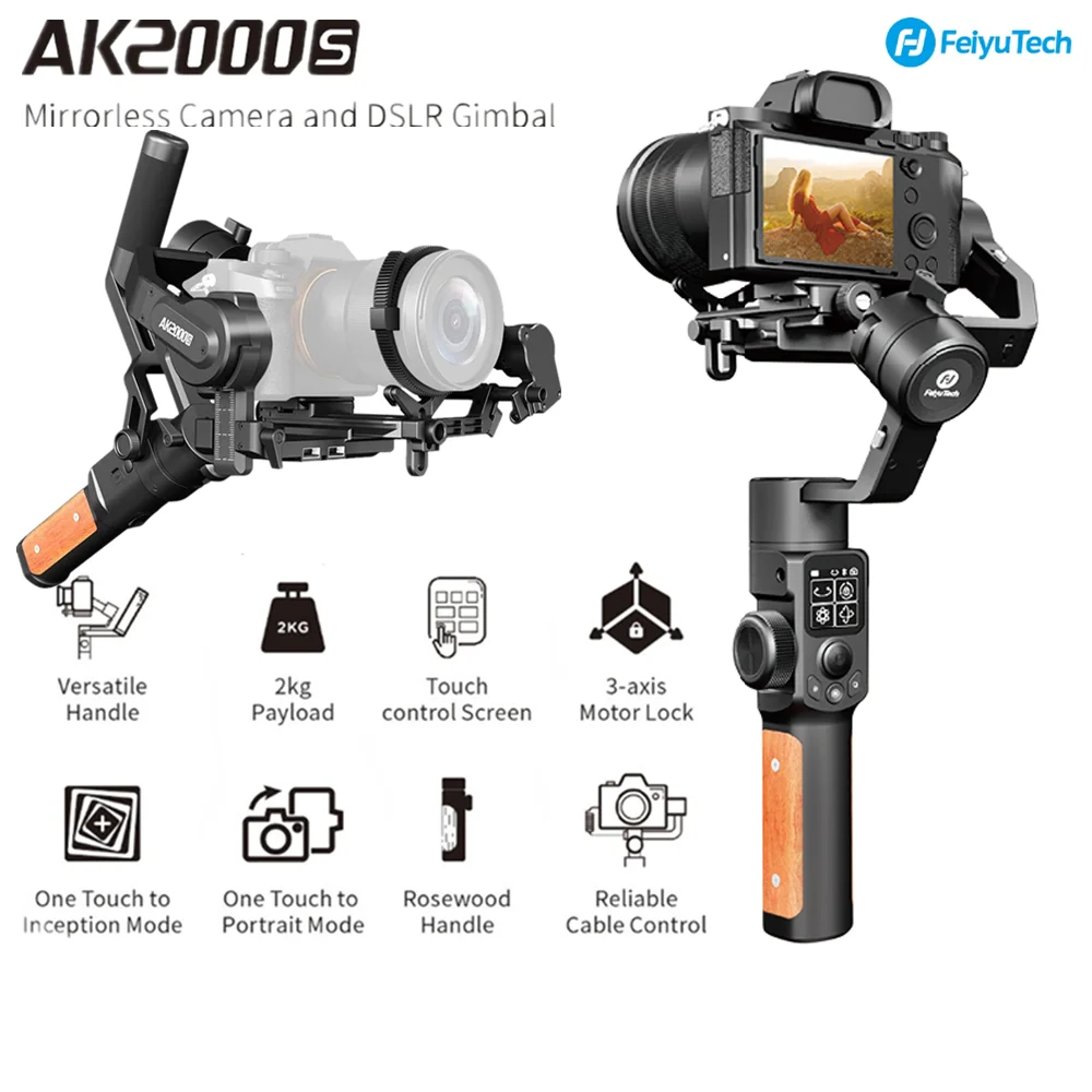 FeiyuTech AK2000S 3-Os Gimbal Stabilizátor HighTorsionBrushless VlogGimbalLCDTouchpanelVersatilehandlecompatiblewithdslr Kamery