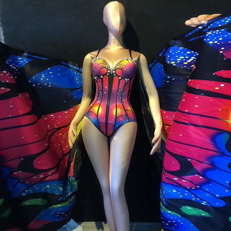 Festival víla monarch butterfly wings rave príslušenstvo drahokamu kombinézu tanečné oblečenie žien fáze strany nočný klub dj cosplay