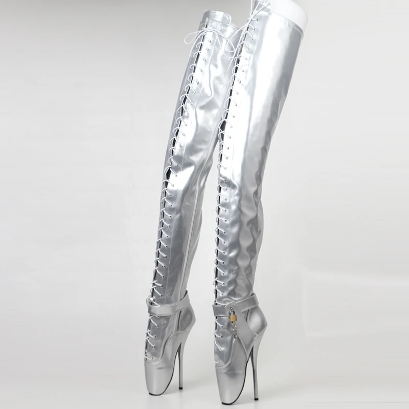 Fetish Korzet Domina/Stehno/Rozkroku Boot Sexy 18 cm vysokým podpätkom balet topánky so zámkom