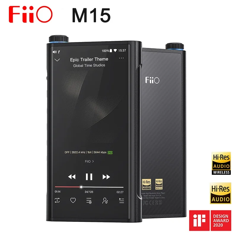 FiiO M15 vlajková loď Android Dual AK4499 Hi-Res Ziskové Muške Prehrávač MP3 USB DAC,Samsung Exynos7872,XMOS XUF208,DSD512 768kHz/32bit