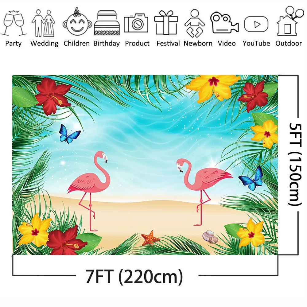 Flamingo Pozadie Havajský Štýl Narodeninovej Party Banner Pozadí Tropické Pláži Alebo Aloha Strany Dezert Tabuľka Pozadia Banner