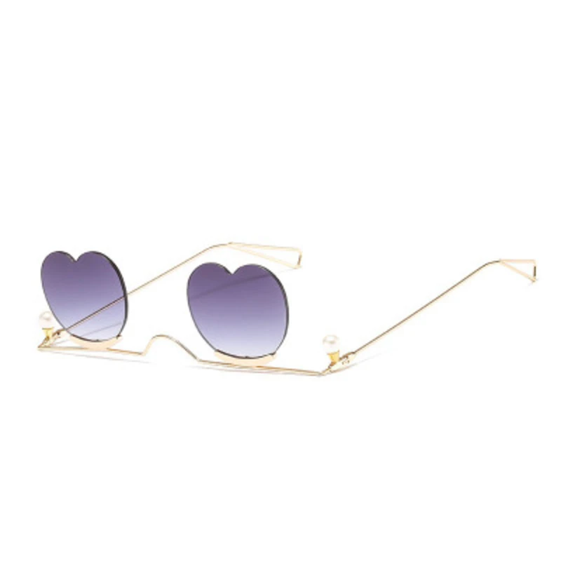 Frameless Malé Rám Srdce, slnečné Okuliare Pre Ženy 2020 Luxusné Značky Dizajnér Pearl Slnečné Okuliare Gradient Tichom Objektív Odtiene UV400