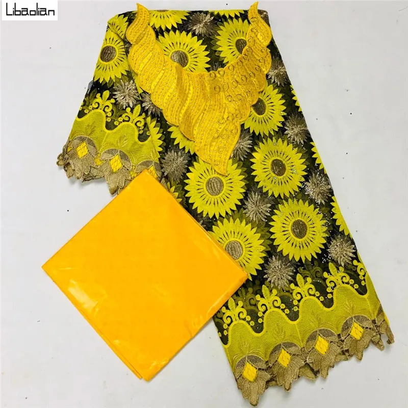 Francúzsky Čistý čipky textílie s africkými bazin tkaniny, výšivky švajčiarskej čipky textílie 2.5+2.5 dvore bazin riche textílie 3ks/set B27-14
