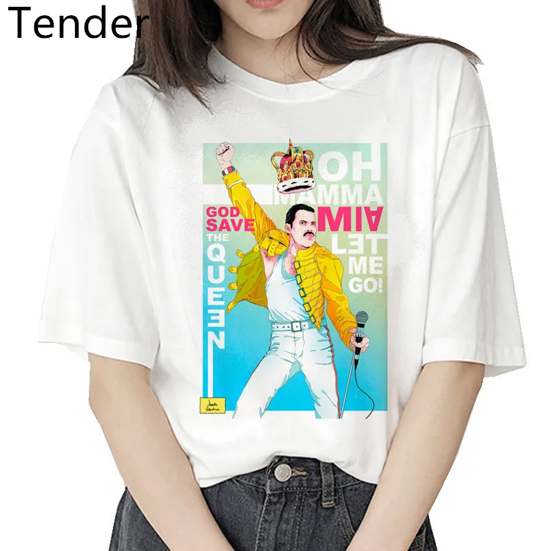 Freddie Mercury a jeho mačka t shirt hip hop ženy streetwear módy tričko retro harajuku ulzzang t-shirt Grafické žena topy