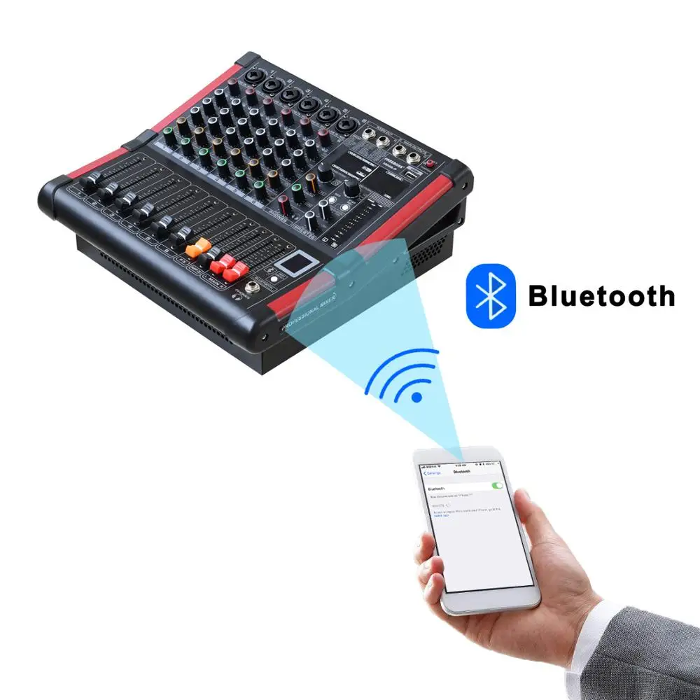 Freeboss MINI6-P 6 Kanály, Výkon Mixing Console Zosilňovač Bluetooth Záznam 99 DSP efektu 2x170W Profesionálny USB Audio Mixer