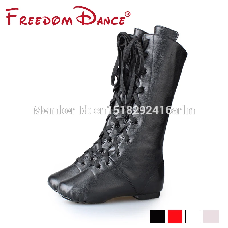 FreedomDance Nový Príchod Vysoké Topánky Pre Jazz Tanečnice Sťahovacie Black Red White Farby Tanec Boot Fáze Výkonu Topánky