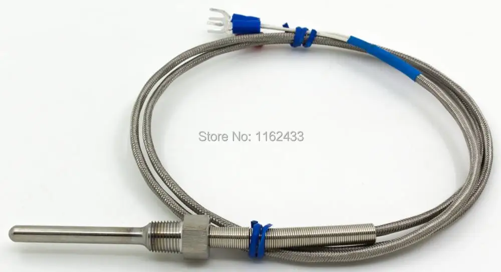 FTARP09 PT100 typ 1m kovové pletená kábel 50mm sonda hlavu RTD snímač teploty 1/8 1/4 3/8 1/2 3/4 palca niť
