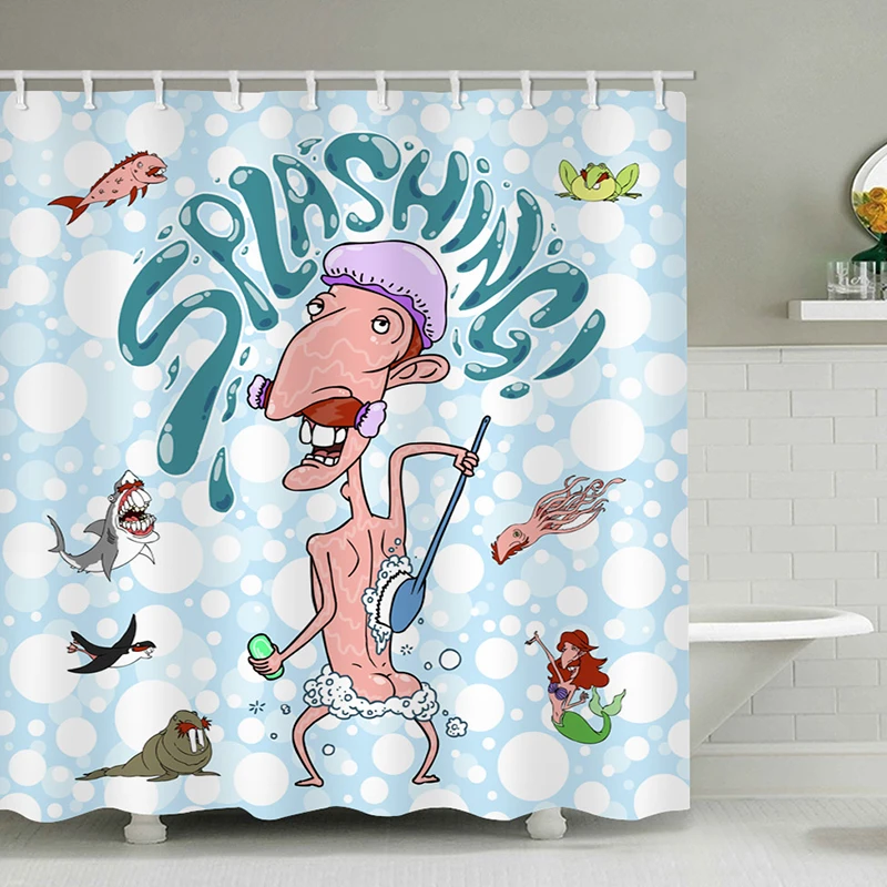 Funny Man Striekajúcej Sprchový Záves Sprcha Kúpeľňa Nepremokavé Polyesterové Sprchový Záves Cartoon Tlač Záclony Kúpeľňa So Sprchovým Kútom