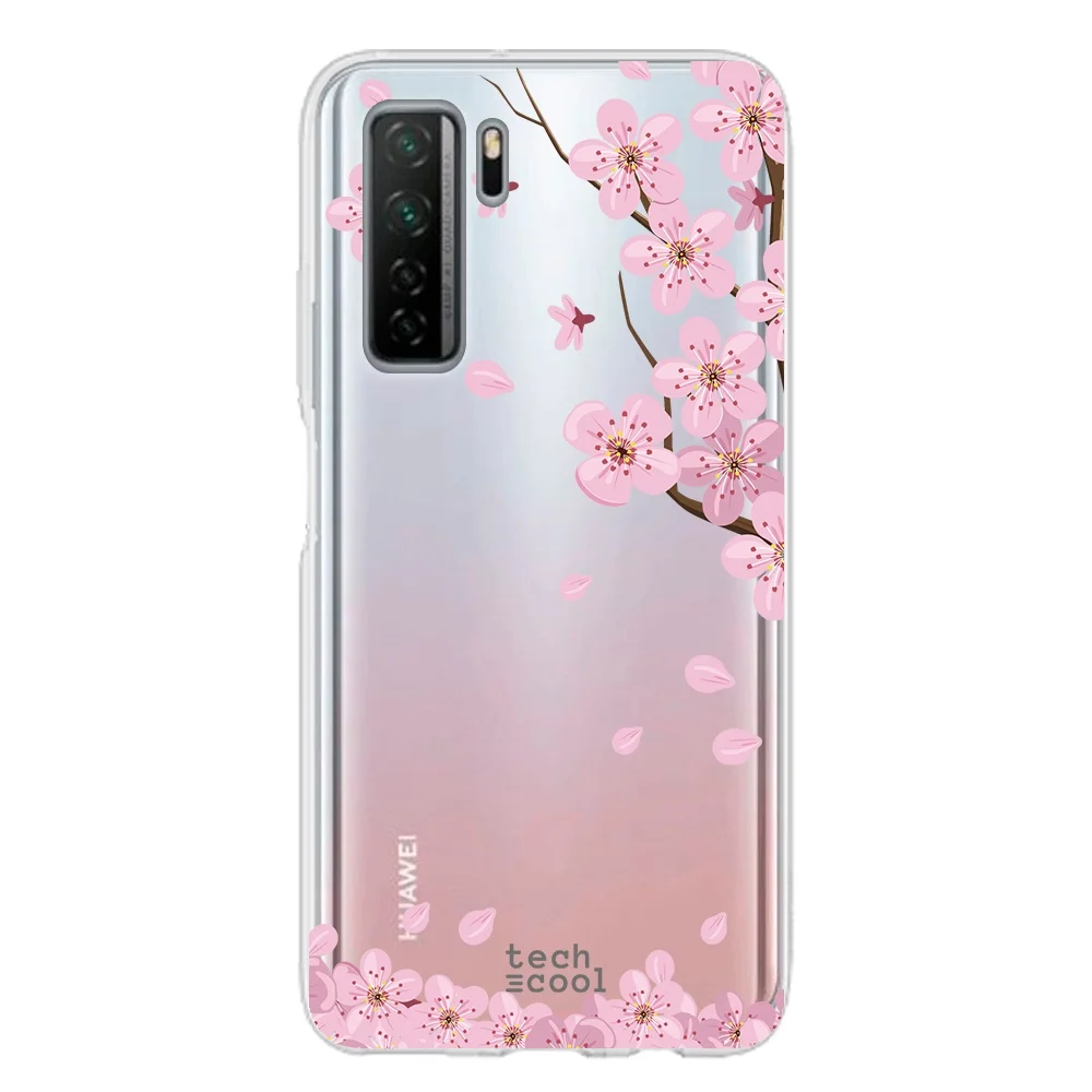 FunnyTech®Silikónové puzdro na Huawei P40 Lite 5G l stromy transparentné kvety vers.2