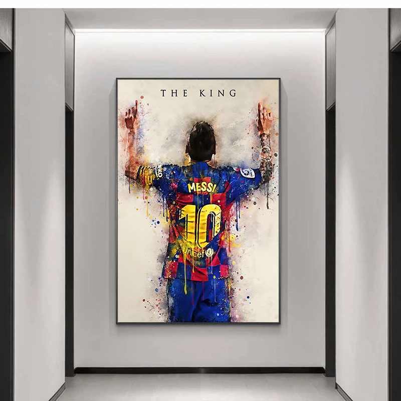 Futbalové Hviezdy, Kráľ Messi Akvarel Plagát Vytlačí Abstraktné Maliarske Plátno na Stenu Umenie Fotografie pre Domáce Dekorácie Cuadros