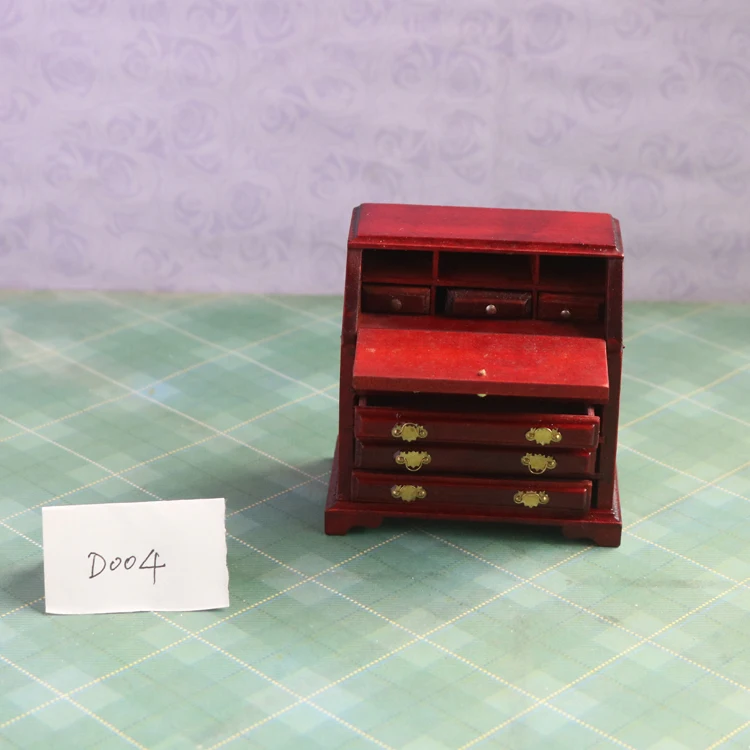 G07-X076 deti baby darček Hračka 1:12 domček pre bábiky mini Nábytok Miniatúrne rement Bábika príslušenstvo drevené červená farba skrinky 1pcs