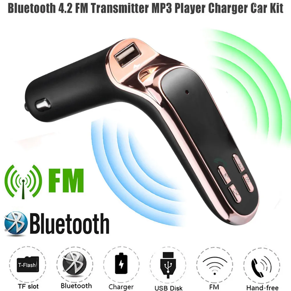 G7 auto mp3 prehrávač, aux FM Vysielač Bluetooth Hands-free, LCD displej, Prehrávač, Rádio Adaptér Súprava Nabíjačky 87.5-108 MHz #4
