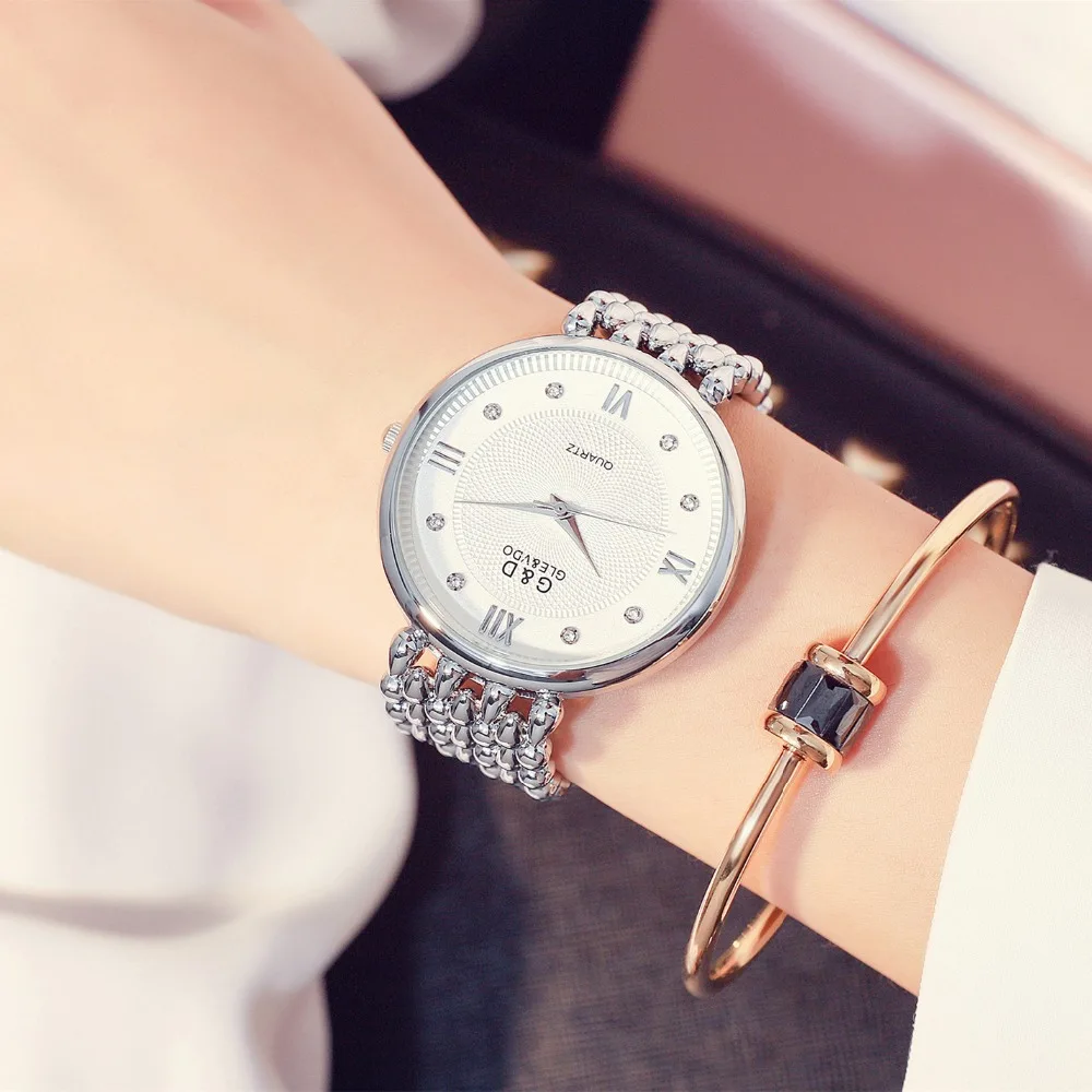 G&D Dámske Hodinky Luxusné Dámske Náramok Hodiniek Strieborná Módne dámske náramkové hodinky Quartz Reloj Mujer Montre Femme Rímsky Štýl