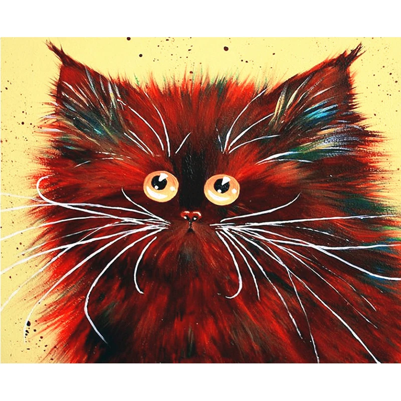 GATYZTORY 40x50cm zvierat maľovanie podľa čísel red cat obrázky podľa čísla Na Plátne Miestnosti Dekorácie Frameless DIY Digitálne Farba