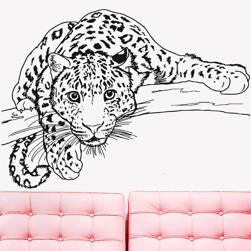 Gepard Stenu-Nálepky Animal Leopard Odtlačkový Vinyl Umenie, Spálne, Obývacej Izby, Dekorácie, Samolepiace Deti Miestnosti D753
