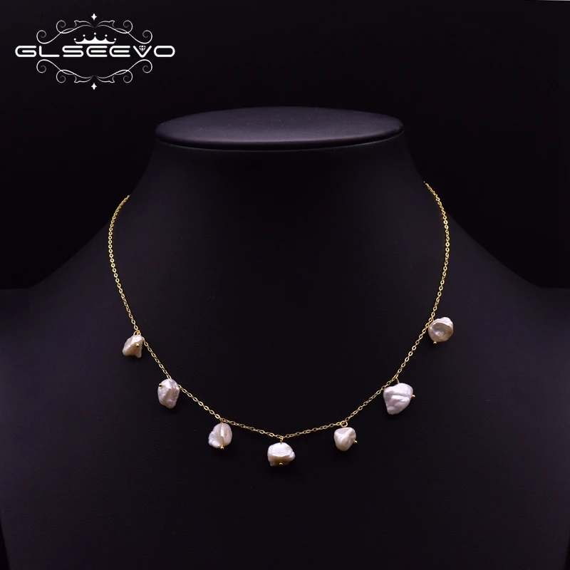 GLSEEVO Originálny Dizajn Prírodných Sladkovodných Barokový Perlový Náhrdelník Pre Ženy, Svadobné Dievčatá Strana Vintage Šperky Collares GN0219