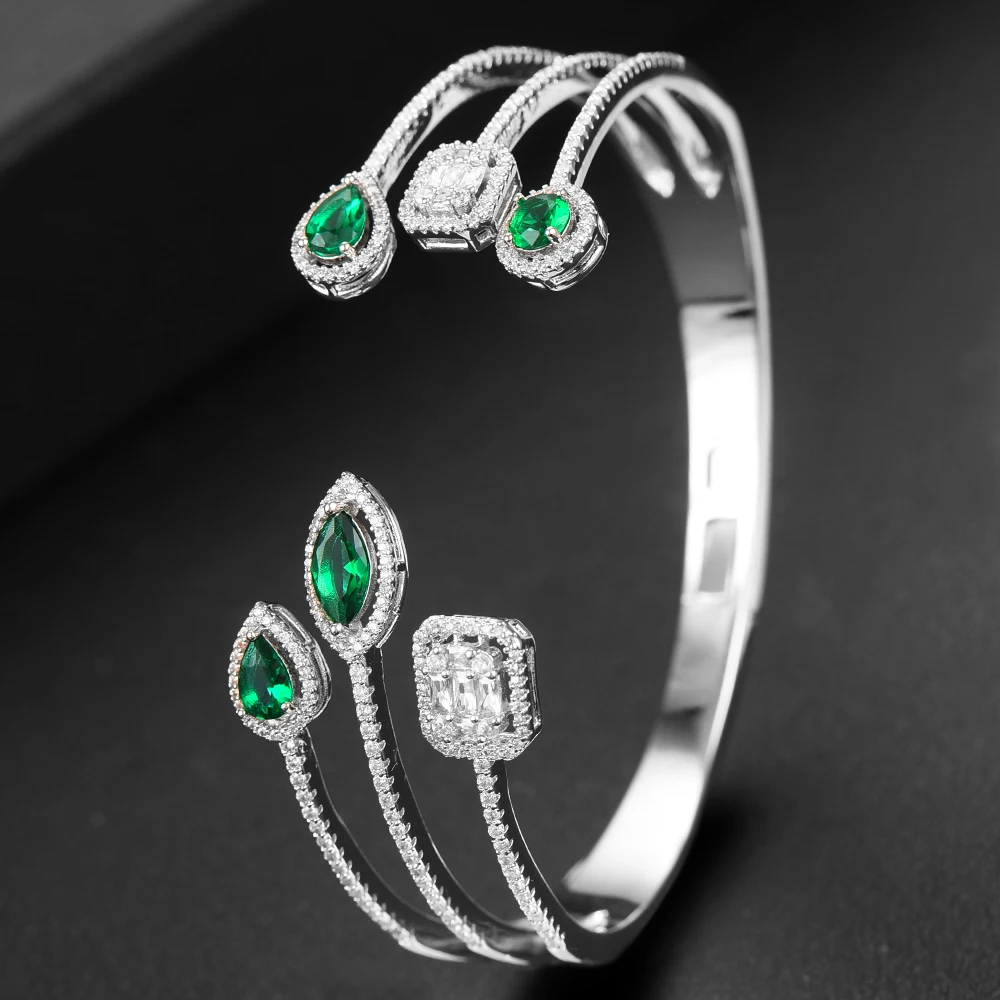 GODKI Moderný Luxusný 3 IN1 Stohovateľné Náramok Manžeta Pre Ženy, Svadobné Kubický Zirkón Crystal CZ Dubaj Náramok Strany Šperky