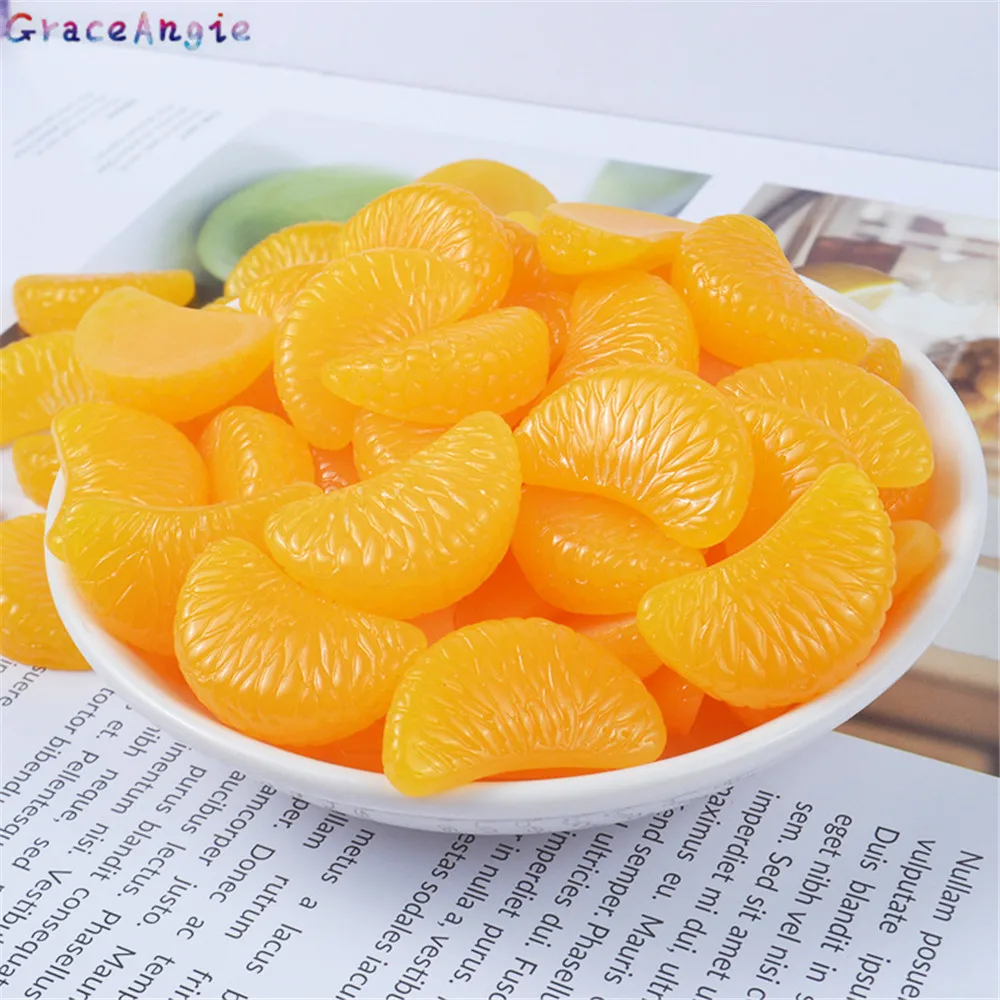 GraceAngie 20pcs 17*27mm Imitácia Ovocie tangerine disk Orange Resinových Doplnkov Charms Ornament Náušnice Dekor Šperky Hľadanie