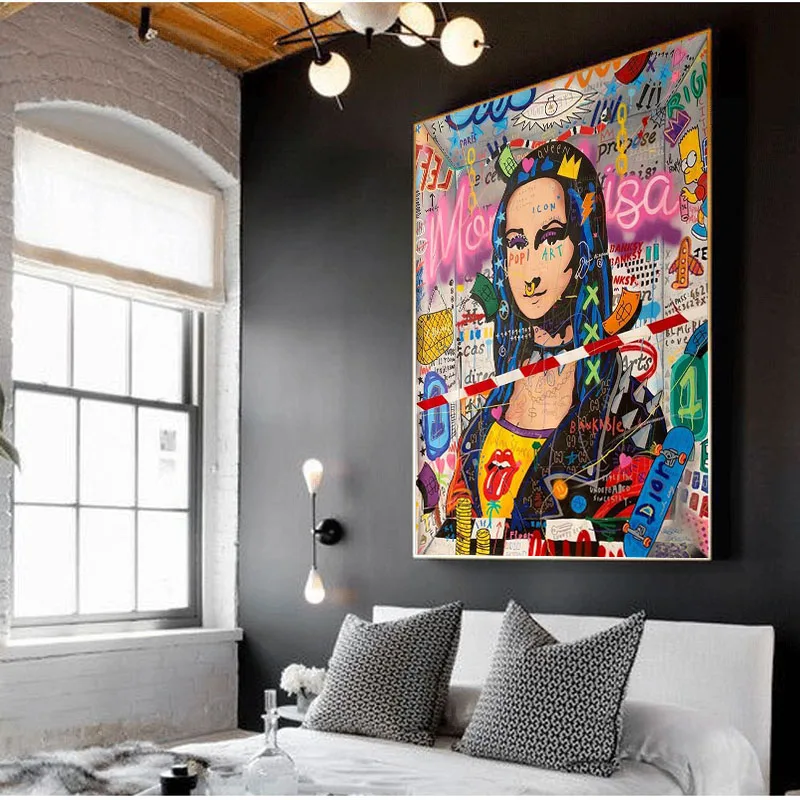 Graffiti Art Mona Lisa Plátno na Maľovanie Pop Art Plagáty a Vytlačí Wall Street Art Obrázky pre Obývacia Izba Cuadros Domova