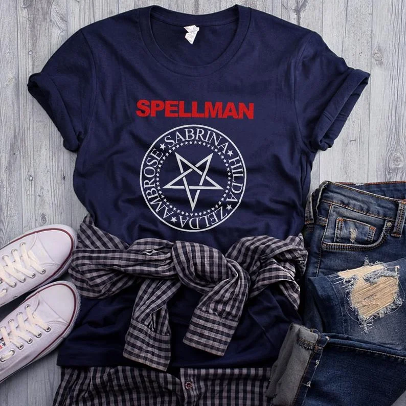 Grafické T Košele Spellman, Sabrina, Hilda, Zelda, Ambrose Tričko Spellman Mrazivý Dobrodružstvo Satanic Čaj Najpredávanejší