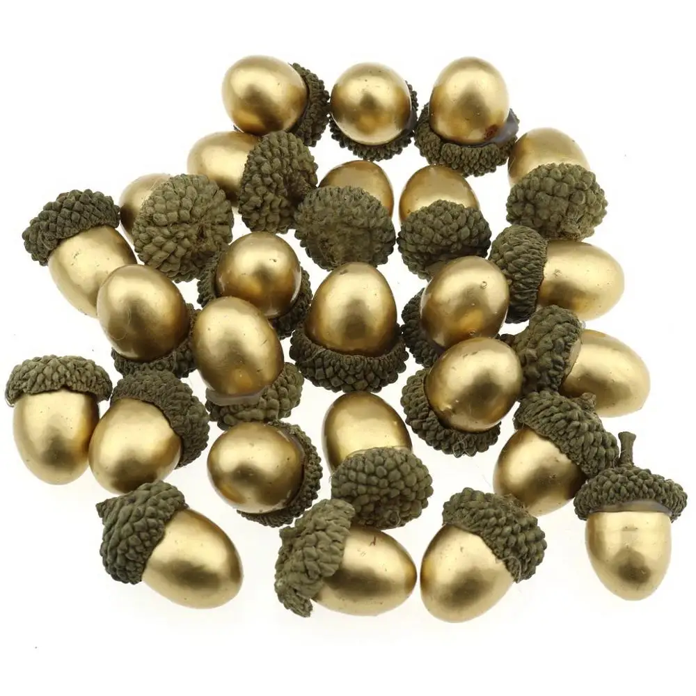 Gresorth 50pcs Zlato Umelé Žaluď Falošné Golden Žalude DIY Plavidlá Materiál Domácej Strany Vianočné Ovocie Dekorácie