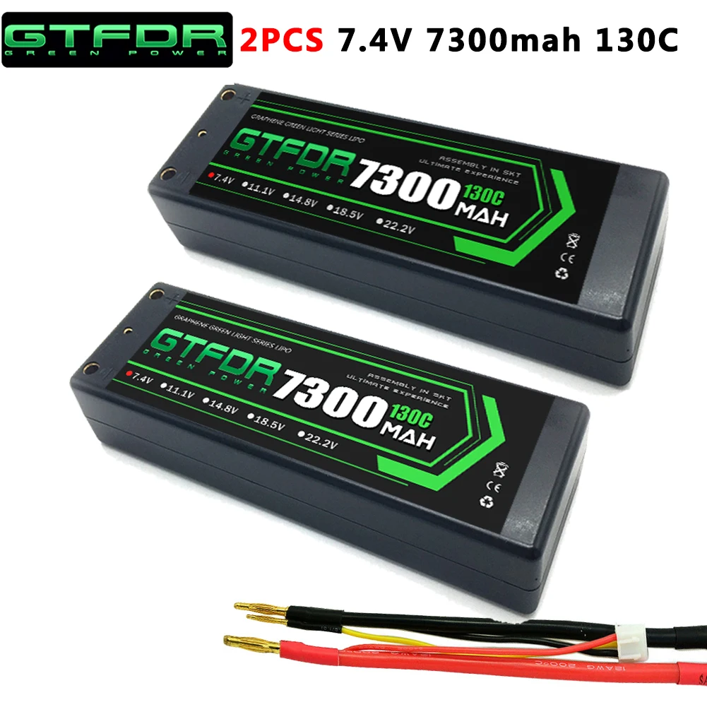 GTFDR 2KS 2S Lipo Batérie 7.4 V 5200mah 6200mah 6500mAh 7300mah 100C 110C 220C 200C 130C 260C HardCase 4 mm Guľka pre 1/10 Auto