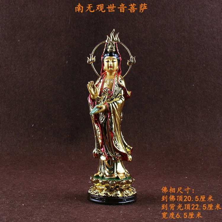 Guanyin živice socha malý Buddha obrázok Kwan-yin Bódhisattva Arya Avalokiteshvara o 22 cm výška figúrka