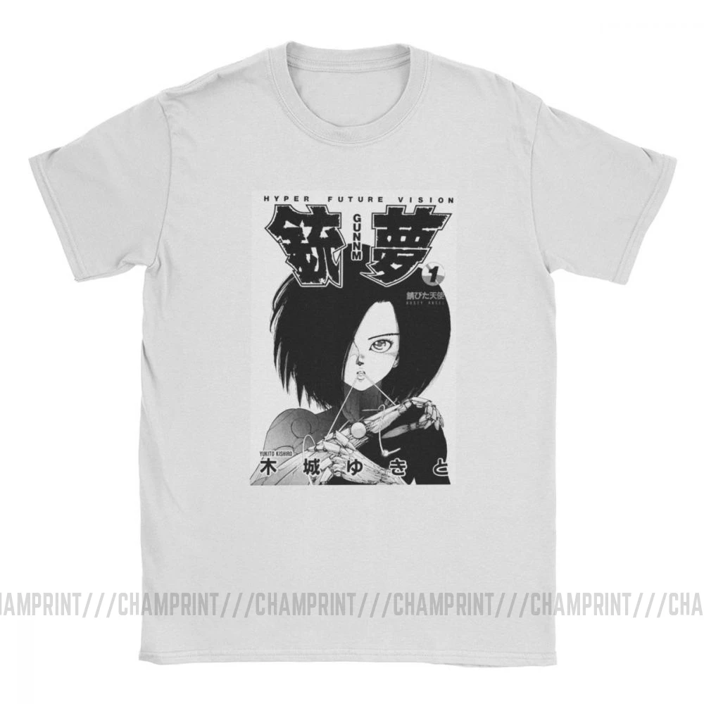 Gunnm Alita T-Shirt Battle Angel Voľný čas Komické Filmu, Anime, Japonsko T Shirt Človeka Krátke Rukávy Topy Sivá Tee Tričko Bavlna