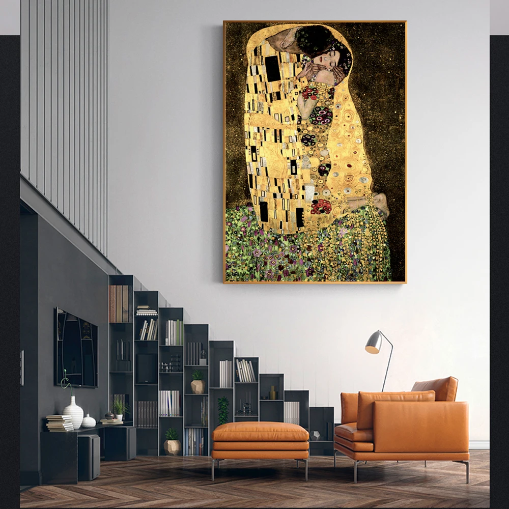 Gustav Klimt Kiss Obrazy Na Stenu Reprodukcie Klasická Blízkosti Wall Art Plátno Klimt Kiss Obrázky Pre Obývacia Izba Dekor