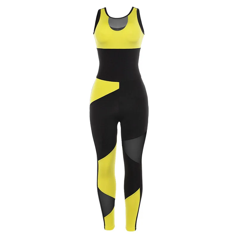 GXQIL Športové Nohavice 2020 Jumpsuit pre Jogy Fitness Dry Fit Ženy, Športové Telocvični Oblečenie Cvičebný úbor Tepláková súprava Žlté Nosenie