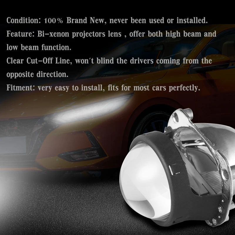 GZKAFOLEE 2ks Universual 2,5 palca Mini Projektor Len H4 H7 Pätice Auto Svetlometu Retrofit Náhradný motocykel, Auto Svetlomety