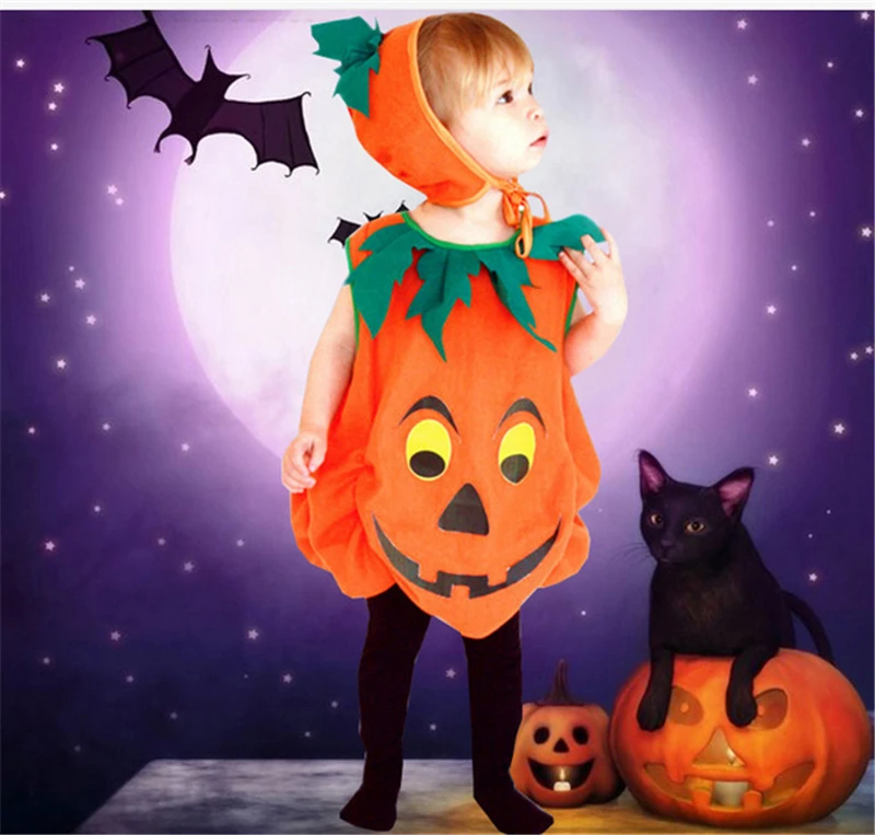 Halloween Batole Detské Unisex Tekvica Roztomilý Cosplay Kostýmy Strany Festival 2ks Romper+Klobúk Škôlky Kostýmy pre Fázu