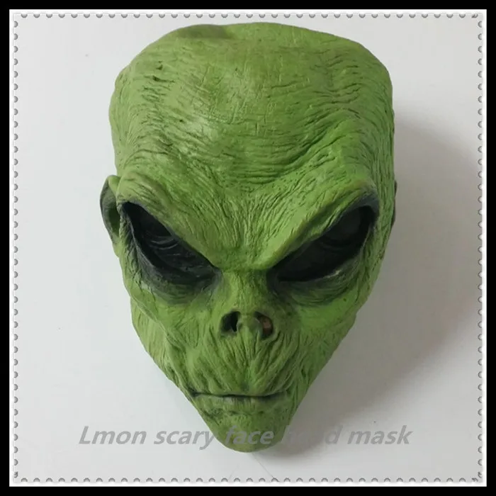 Halloween doprava Zadarmo Realistické Zelená UFO Cudzie Tváre, Hlavy, Maska Strašidelný Cosplay Kostým Party Strašidelné masky s rukou maska