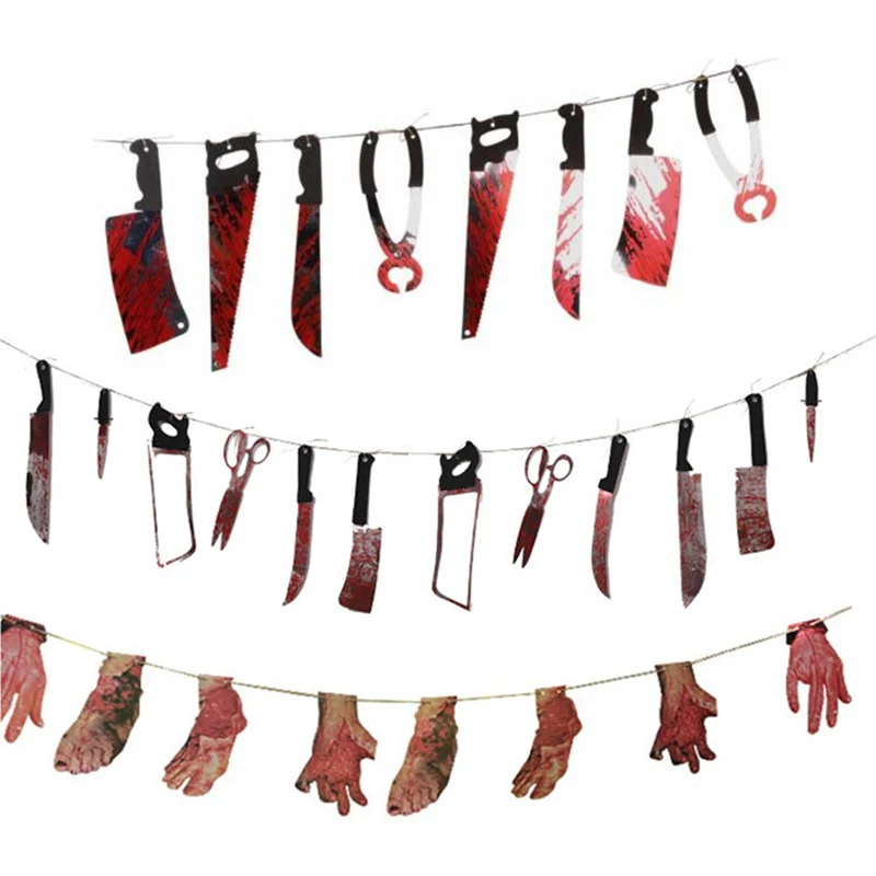 Halloween Krvavé Garland Banner Strašidelné Zombie Strany Simulácia Nože, Dekorácie Dodávky J2Y