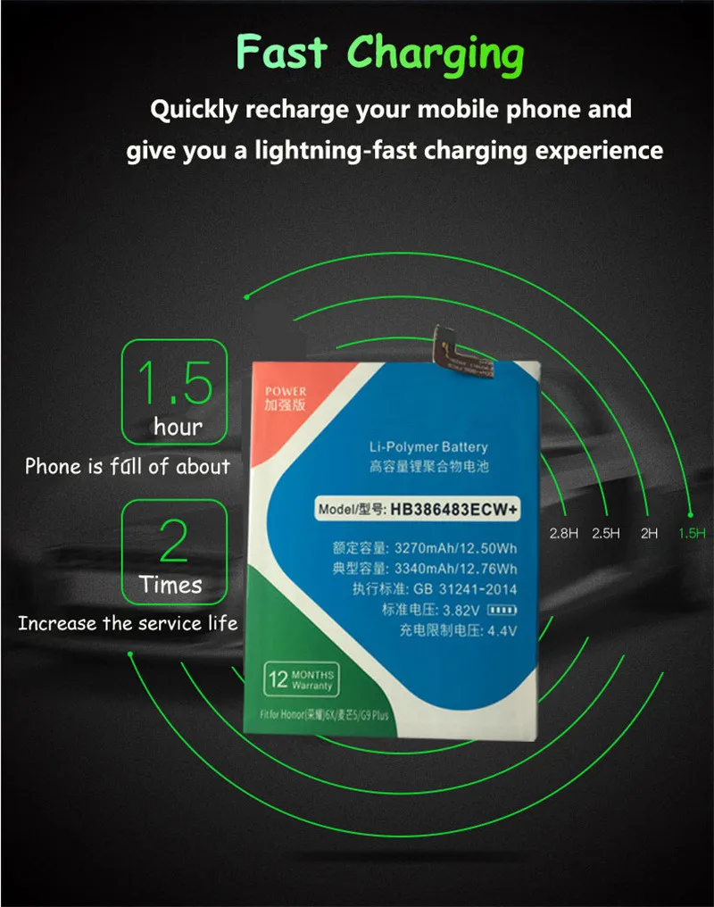 HB386483ECW+ Batérie Pre Huawei Honor 6X/Maimang 5/G9 Plus 3340mAh Náhradnú Batériu Mobilného Telefónu