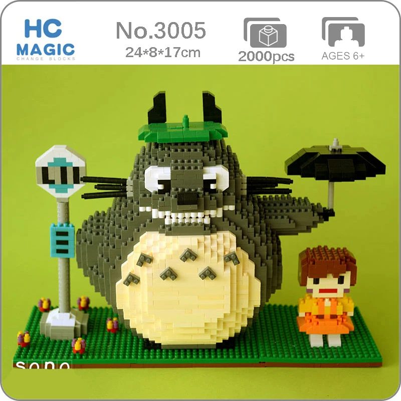 HC 3005 Anime Môj Sused Totoro Mačky, Pet Zvierat Dievča 3D Model DIY Mini Diamond Kvádre, Tehly, Budova Hračka pre Deti, žiadne Okno