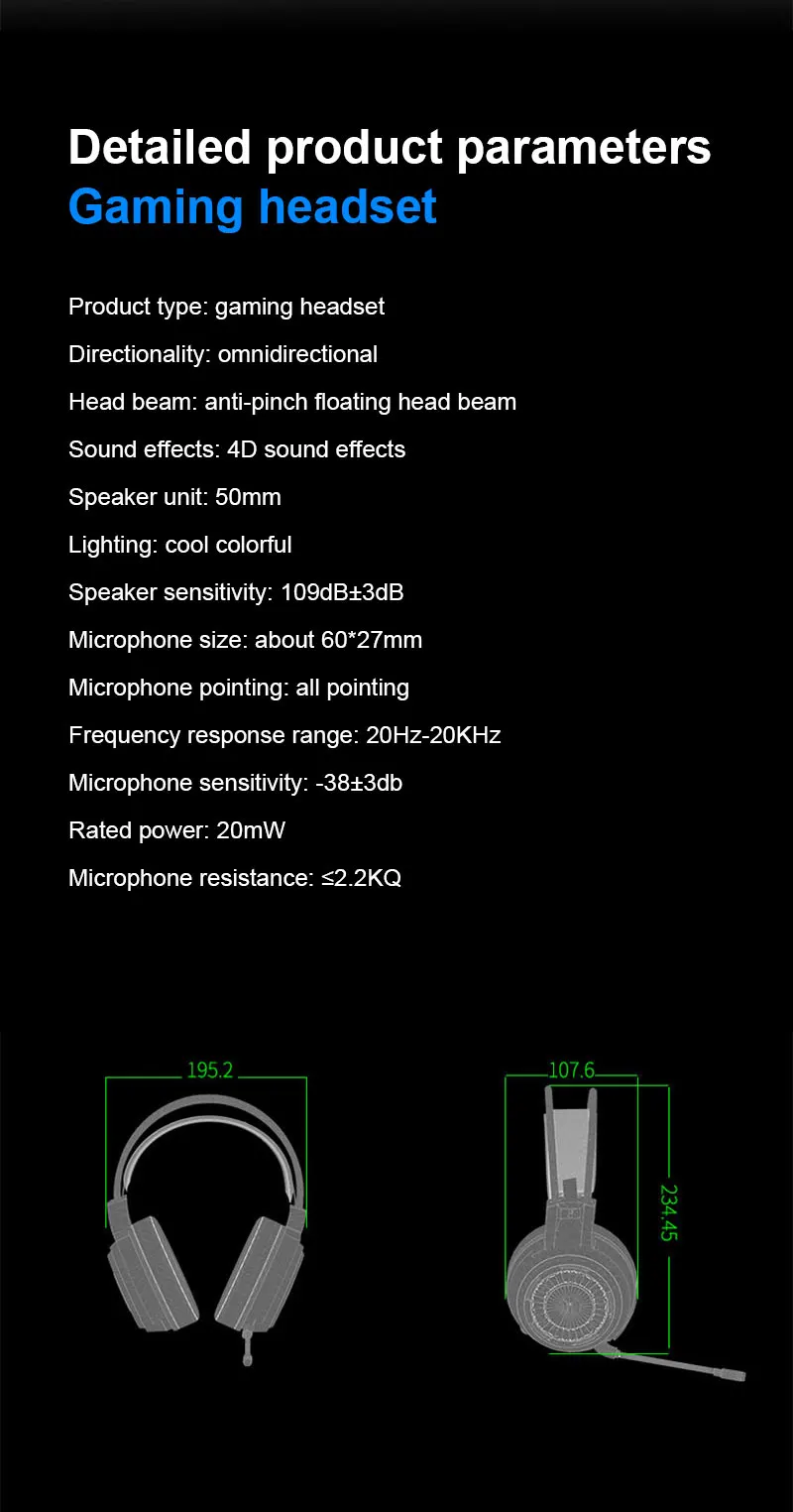 Herný Headset Ušné Slúchadlá Drôtové Hráč Priestorový zvuk-Slúchadlá Stereo Slúchadlá S LED Svetlom Pre PC Gamer