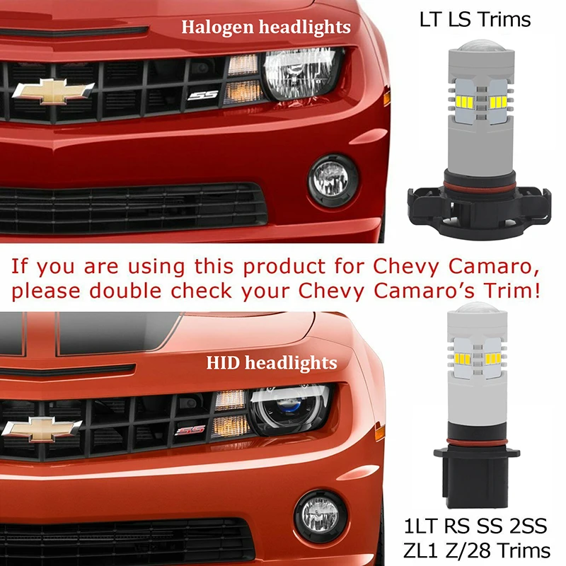 HID Biela Žiadna Chyba Canbus P13W 5202 PSX24W LED Žiarovky pre Chevrolet Chevy Camaro 2010-2013 LED Hmlové svetlá alebo DRL svietenie